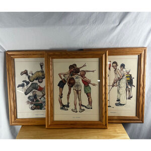 Norman Rockwell 3 Framed Prints from 'Four Sporting Boys' series from 1951